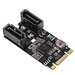 M2 PCIE NVMe SATA6G 2 Port SATA III 6Gb/S M.2 22X42 M Key and B Key Controller Adapter Card JMB582