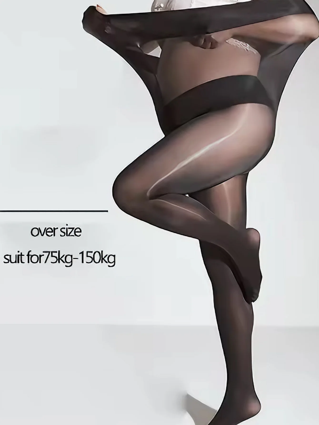 1 Paar sexy schwarze, glänzende, transparente Strumpfhosen für Damen, ultraglänzende, hochelastische Strumpfwaren für Club und Date-Night – Detail 3