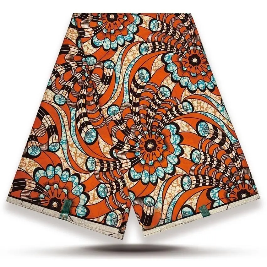 

Fashion Hot Sale African Wax Print Fabric 100% Cotton Nigerial Pagne Tissu Wax Ankara Print Loincloth for Dress 6yard Y5-1025-1
