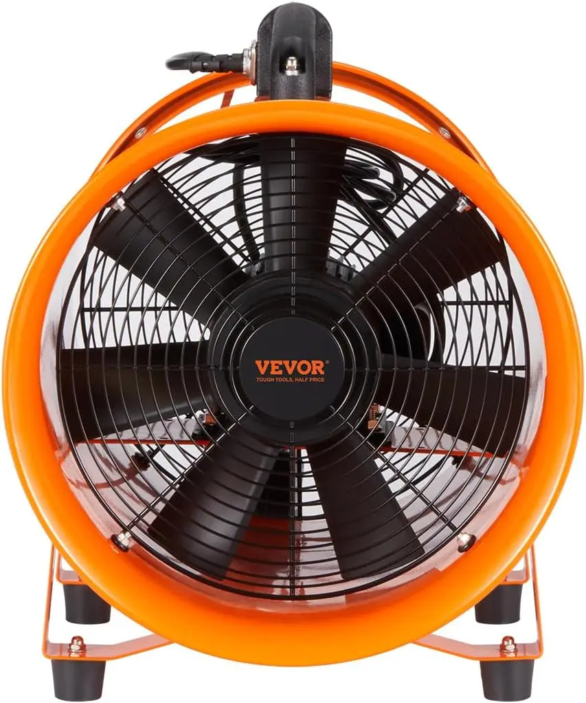 16 Inch Utility Blower Fan Heavy Duty Cylinder Axial Exhaust Fan with 33ft Duct Hose Portable Confined Space Ventilator