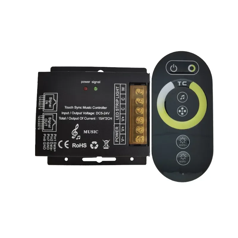 DC5V-24V LED Music Controller con RF6 Touch Wireless Remote LED Dimmer per Single Color CCT RGB RGBW RGBCW LED Strip Lights