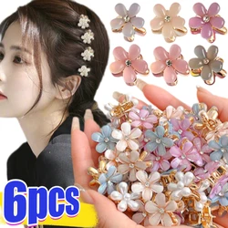 1/6pcs Sweet Crystal Flower Hair Clips Fashion Metal Mini Hair Claw for Women Girls Crab Hairpins Headwear Kids Hair Accessories