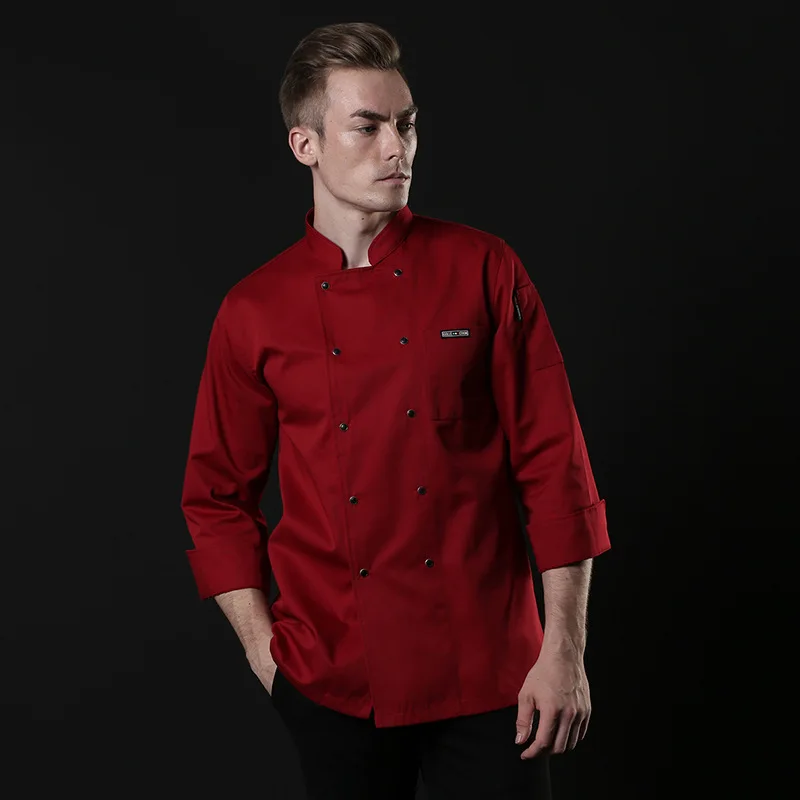 C546 Chef's Overalls Long Sleeve Kitchen Restaurant Cook Work Wear Chef Uniform Waiter Shirt Double Breasted Chef Jacket