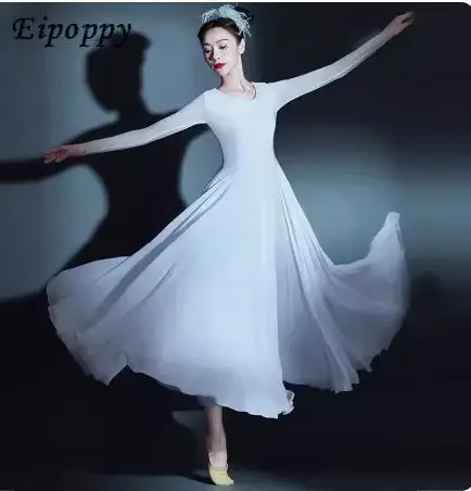 Chinese Dancing Dress Modern Dance Elegant Red Big Swing Dress in the Light Performance Costume