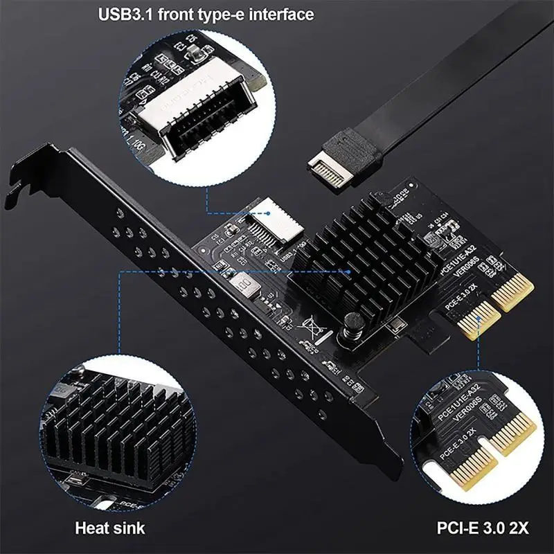 31BA USB3.1 to Type E PCI-E Expansion Adapter ASMedia ASM3142 10G PCE1U1E-A31 Chip