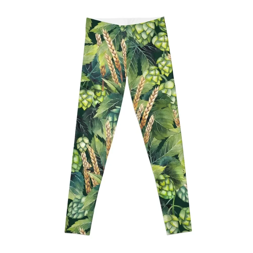 

Watercolor hops and malts Leggings trousers sporty woman gym fitness set gym Womens Leggings