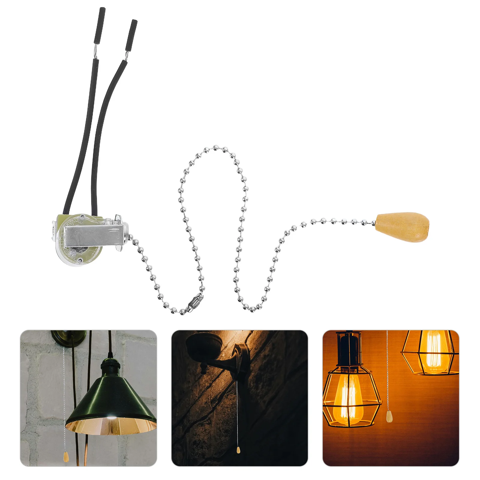 

30Cm Chain Switch For Ceiling Lights Durable Bathroom Kitchen Bedroom Pull Cord Handle Replacement Light Fixture Part Home