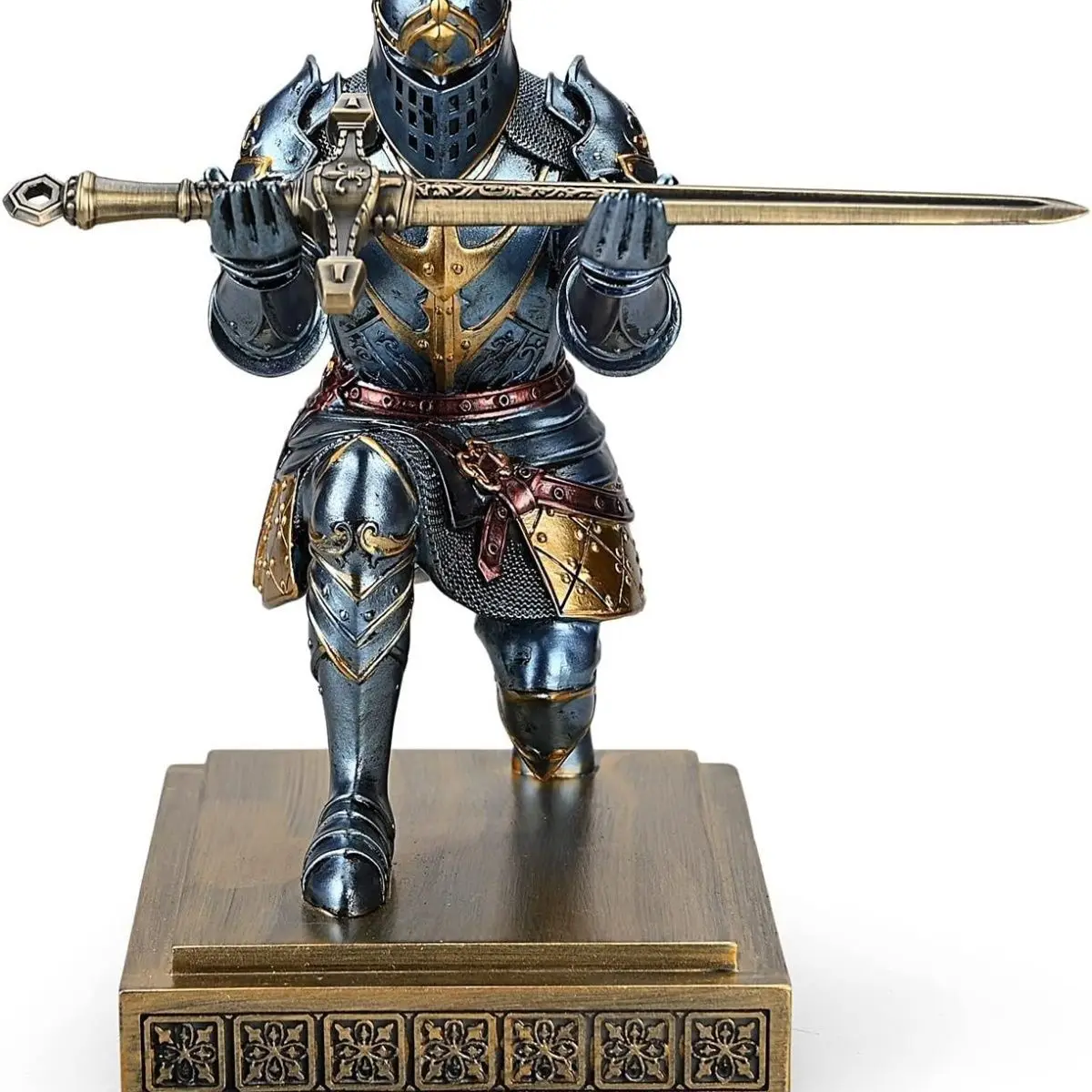 حامل قلم وهاتف Knight Commander، ملحق مكتب بطابع درع القرون الوسطى، ديكور مكتب للتنصب والتركيز، هدية القيادة #5