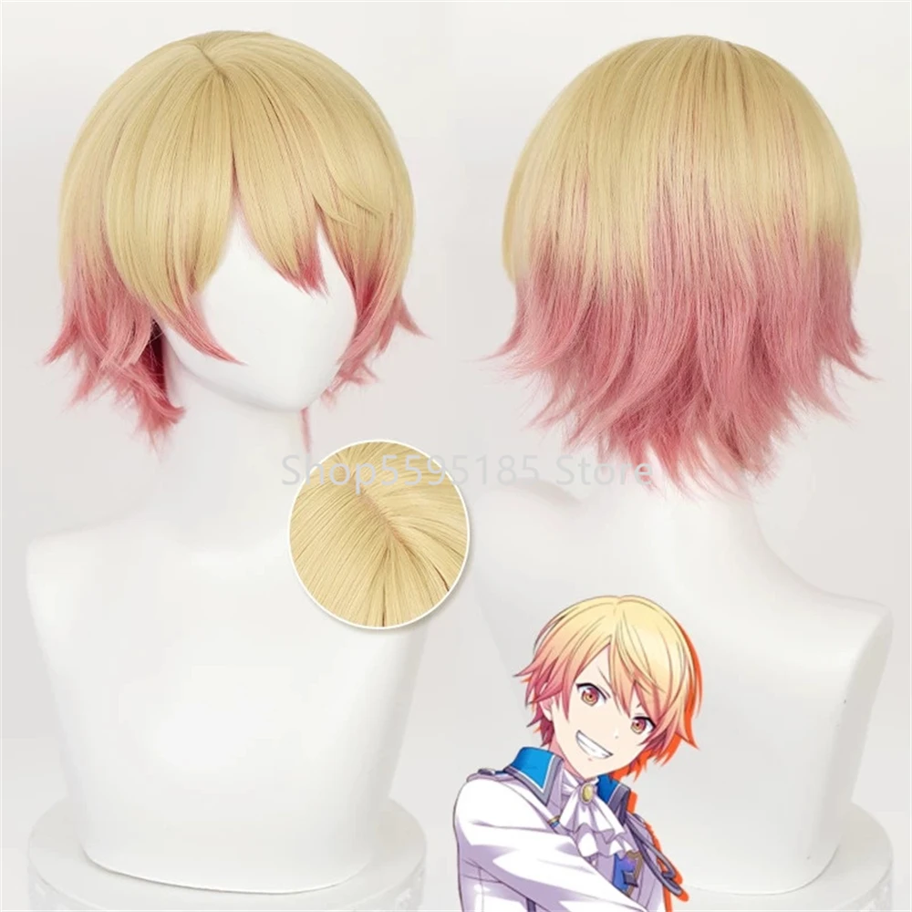 Anime Tenma Tsukasa Cosplay Wigs Short Blonde Gradient Pink Heat Resistant Synthetic Tenma Saki Tenma Tsukasa Wig