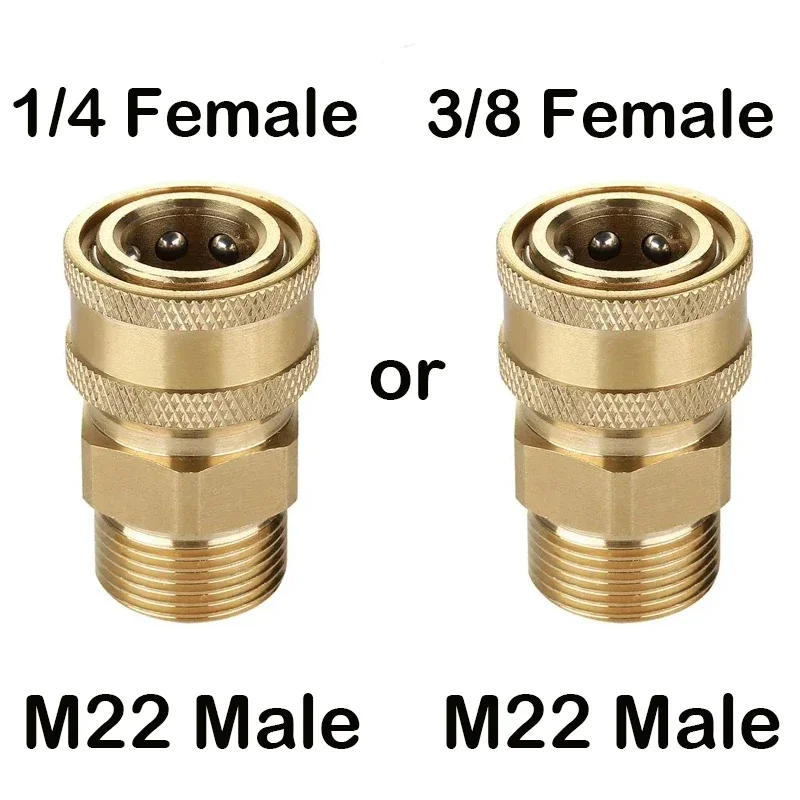 

4PCS High Pressure Washer Copper Connector Adapter M22 Male 1/4" Female or 3/8" Female Quick Connection Adapter