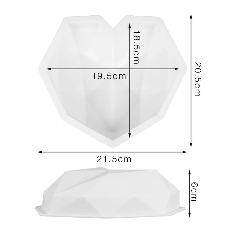 Diamond Heart Silicone Cake Mold for Ice Cream Chocolate Mousse Pastry Dessert Jelly Pudding Chiffon Baking Pan Decorating Tools