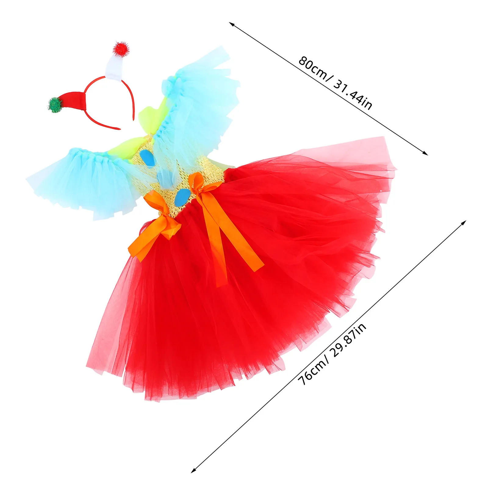 Kids Clown Tutu Dress Set with Headband – Layered Skirt Costume for Halloween, Carnival & Party Role Play