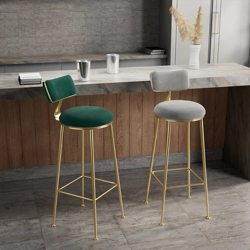 

Nordic Luxury Bar Chairs Simple Bar Stool Coffee Restaurant Leisure Backrest High Table Stool for Kitchen Sillas Para Barras