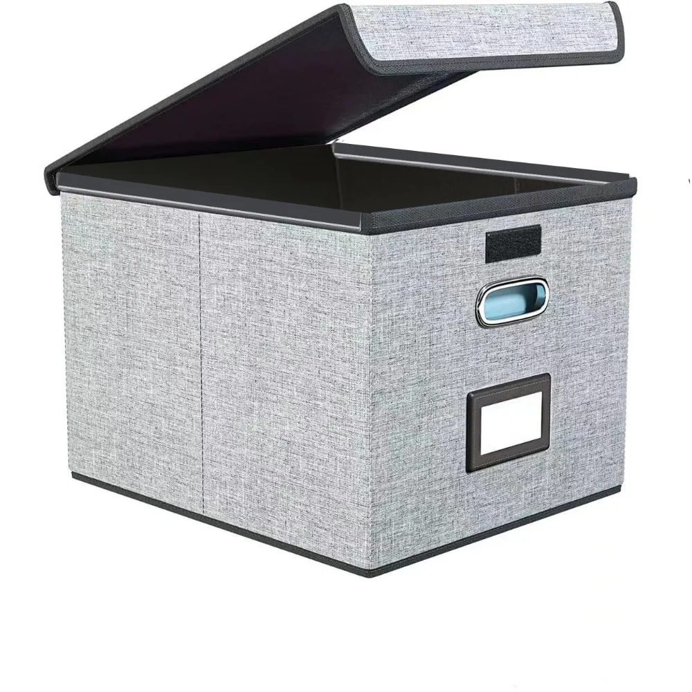 

Foldable Storage Box with Lid, Large-Capacity Flip, Folder Sorting, filing box,cubi contenitori vimini,1