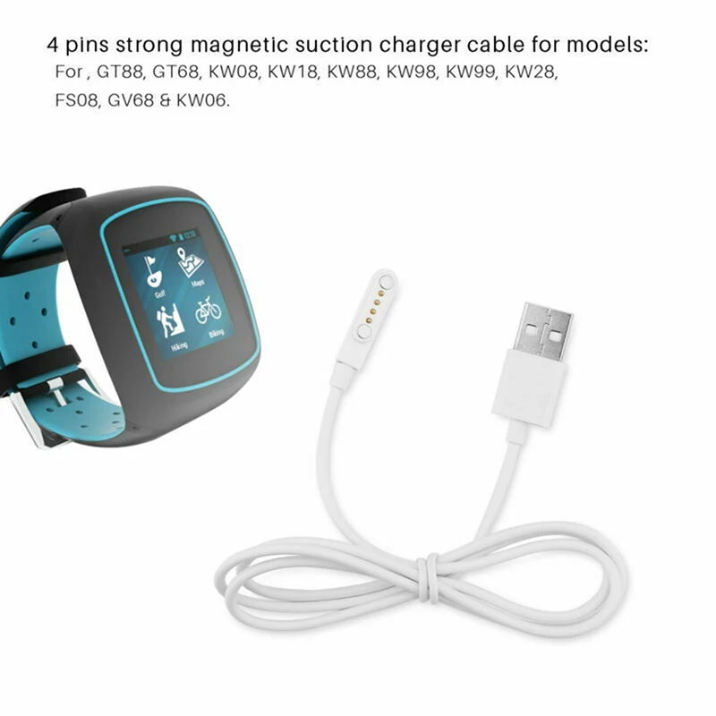 Magnetic Charger USB 2.0 Charging Cable Cord Power 4 Pin For Smart Watch KW88