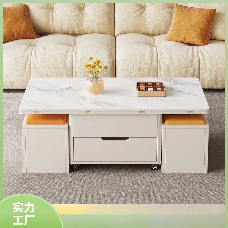 Modern simple lifting coffee table small apartment living room household deformation tea table dual-purpose multi-function
