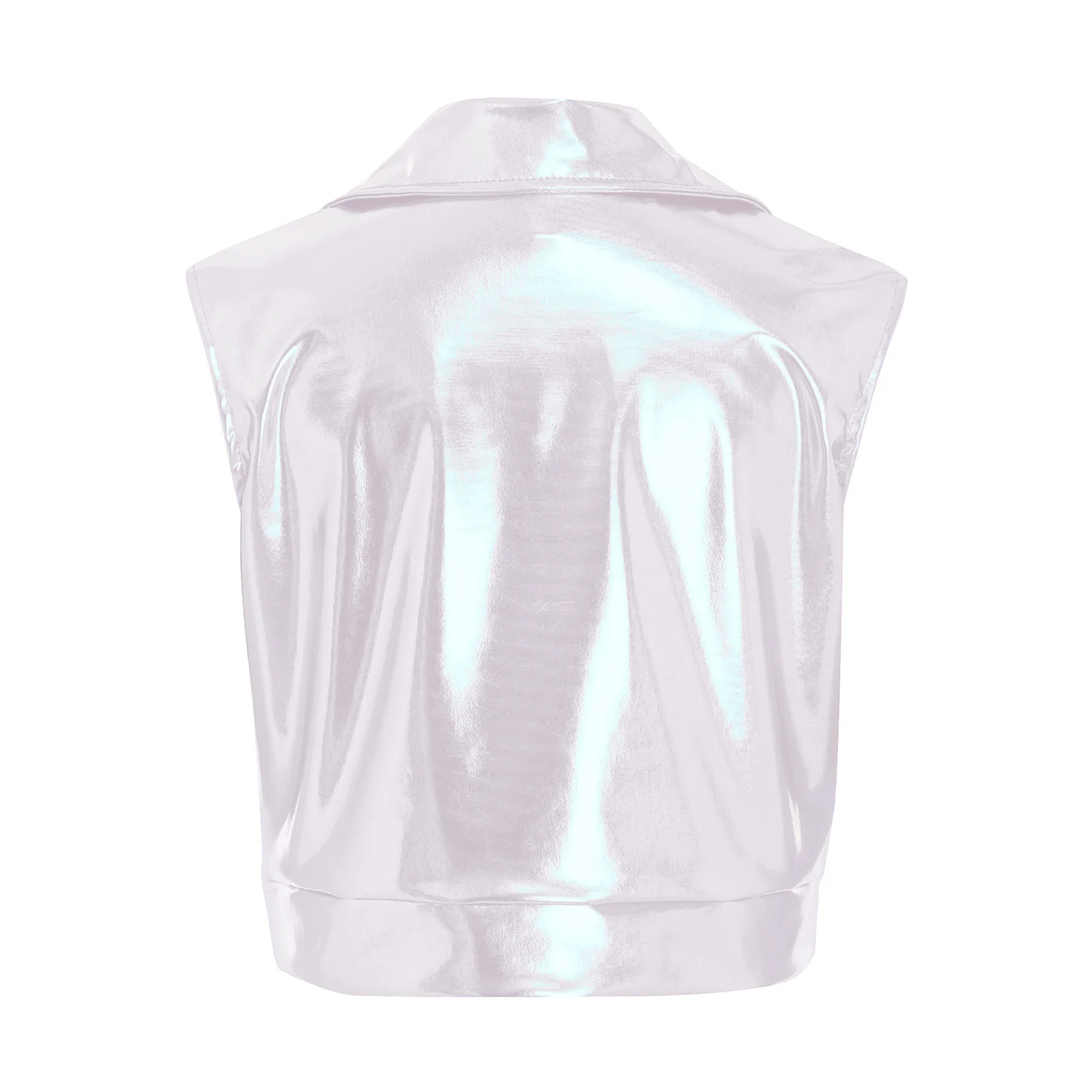 Kids Boys Girls Metallic Disco Hip Hop Waistcoats Sleeveless Jacket Tops Vest Outerwear Dance Party Stage Performance Costume