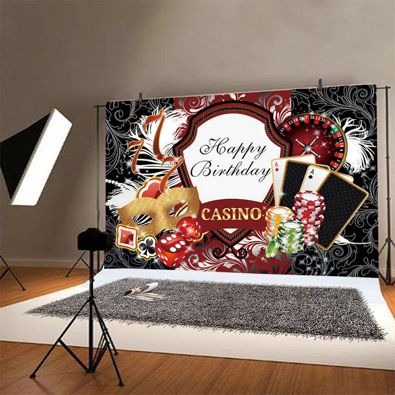 خلفية كازينو لحفلة عيد الميلاد بوكر لاس فيغاس سعيد ذهبي لامع رويال رقاقة النرد فتحة آلة الفينيل خلفية التصوير الفوتوغرافي