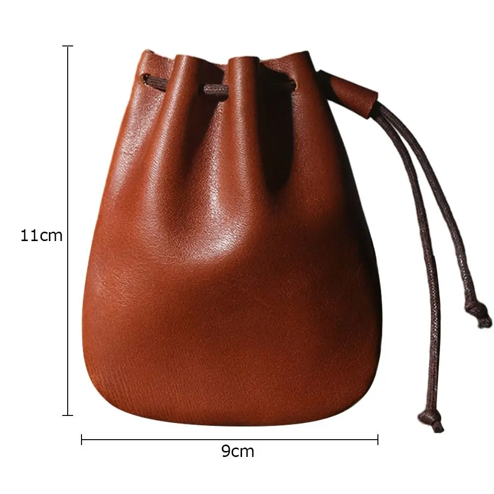 Exquisite Leather Coin Pouch Drawstring Strap Multicolour Wallet Purse Travel