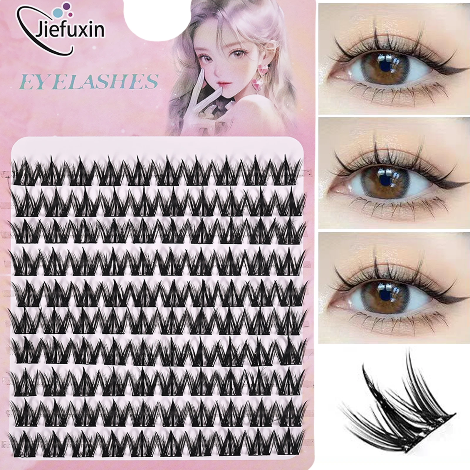 Falsche Wimpern, voluminös, flauschig, dick, natürlich, kräuselnd, W-förmig, Sonnenblumen-Wimpernverlängerung, DIY-Manga-Augen