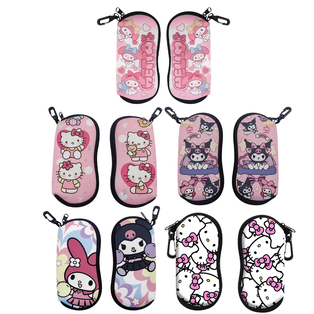 Étui à lunettes de dessin animé drôle Kawaii, sac à lunettes portable à fermeture éclair, housse de lunettes, sac de rangement pour lunettes, 1PC