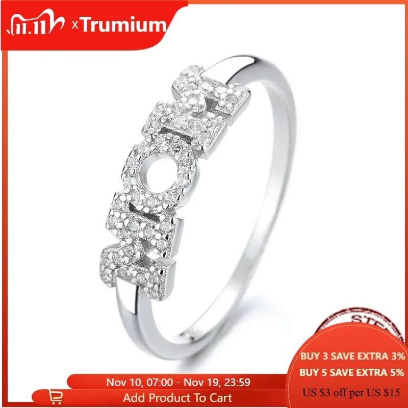 

Trumium 100% 925 Sterling Silver MOM Ring Zircon Letter rings for Women Fine Jewelry Birthday Mother's Day Gifts Free Engraving