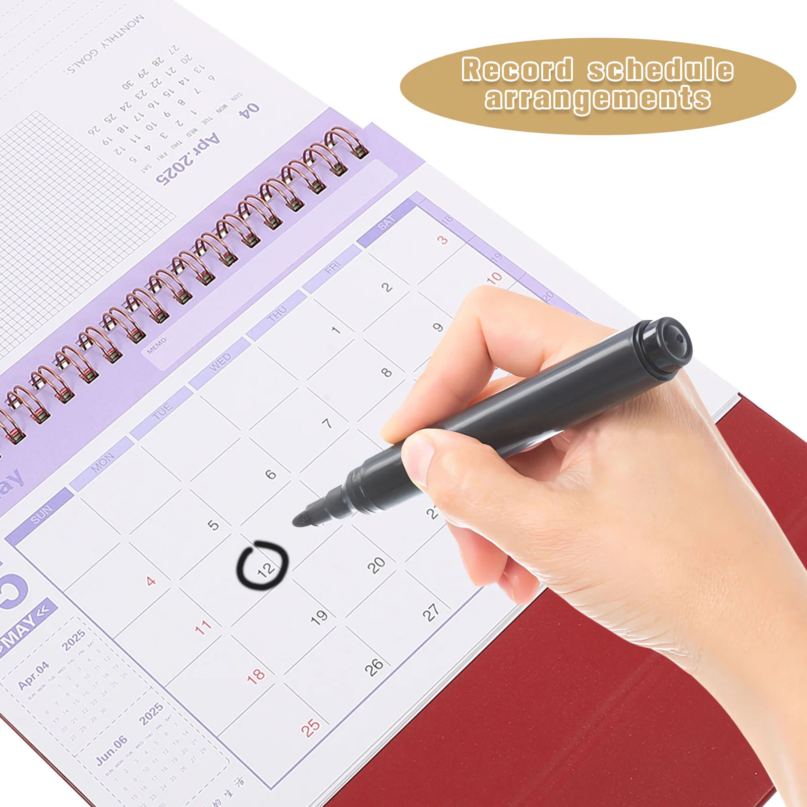 

English Desk Calendar Thick Paper Desktop Standing Calendar Office Use Long-Term Planning 2024-2025 Decorative Month Display
