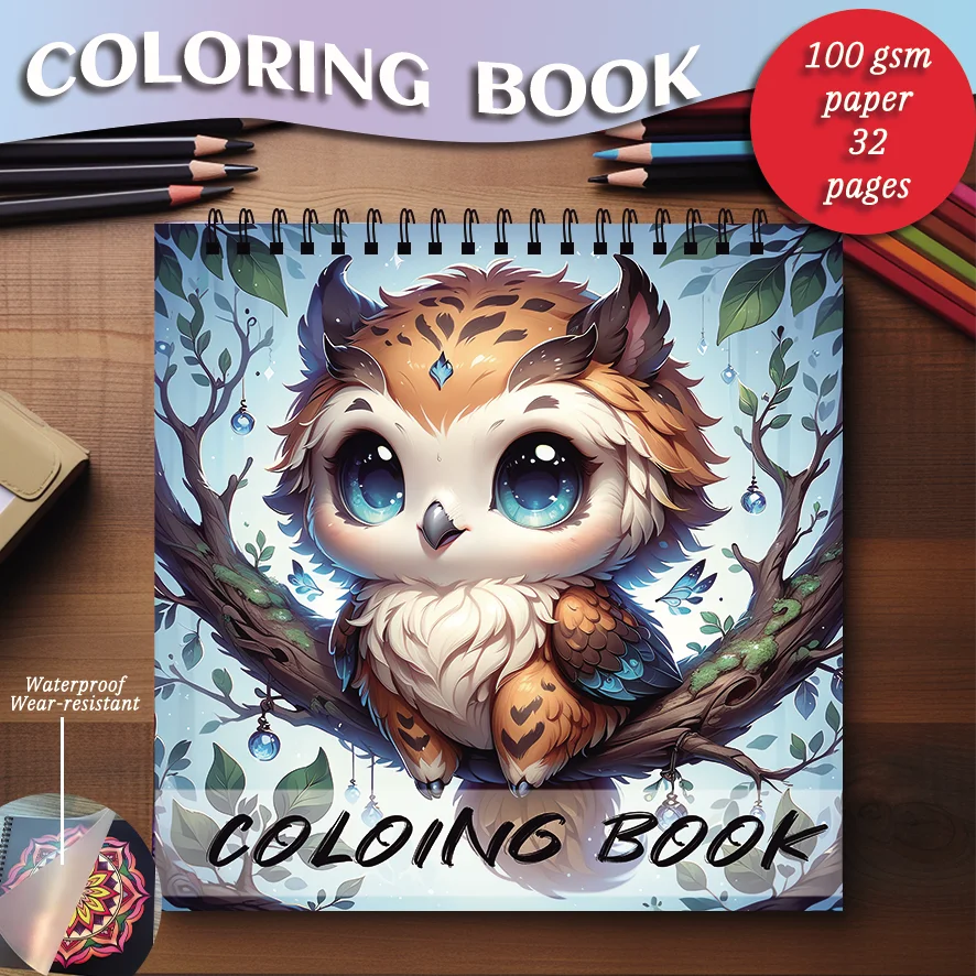 Coloring Book - 7.87x 7.87 inches 32 pages Dragon Coloring Book - Perfect gift for family or friends