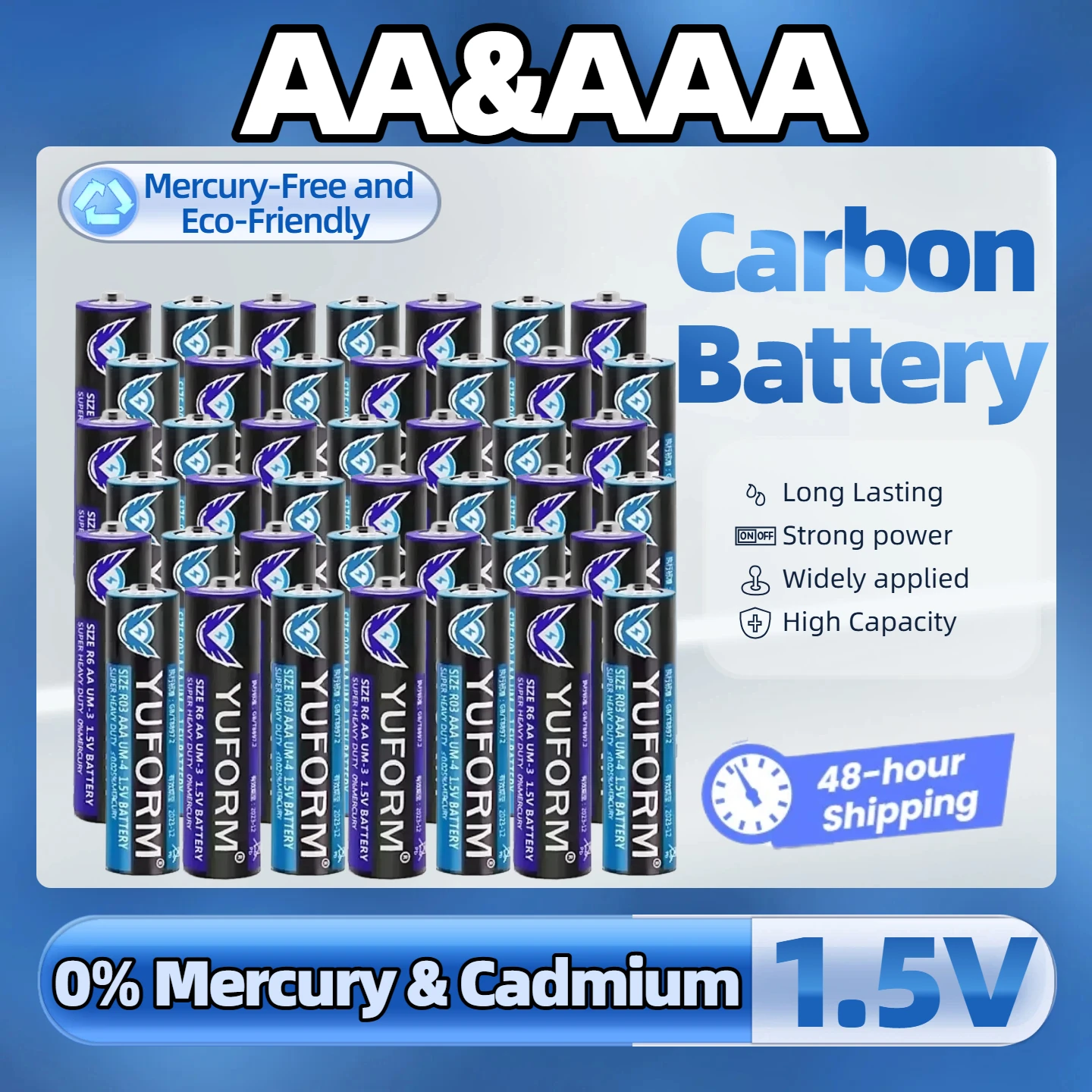

1.5V AA AAA Carbon Zinc Dry BatterY Long Lasting for Toy Flashlight Remote Control Mouse Clock Radio Wall Clock Small Electronic