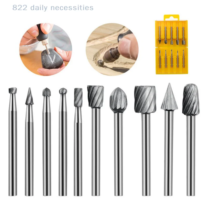 convenient6/10pcs High Speed Wood Working Drill Bits Rotary Files Mini Round HSS Burr Set Wood Carving Rasp For Shank Burs Tools