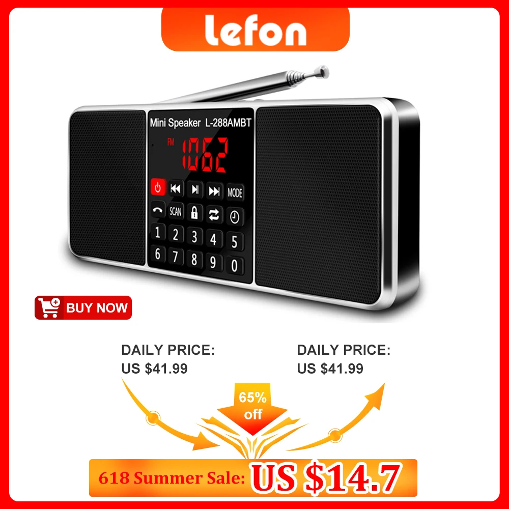 

Цифровой FM-радиоприемник Lefon, динамик, стерео MP3-плеер, поддержка TF-карты, USB-накопитель, светодиодный дисплей, время отключения, портативные радиоприемники