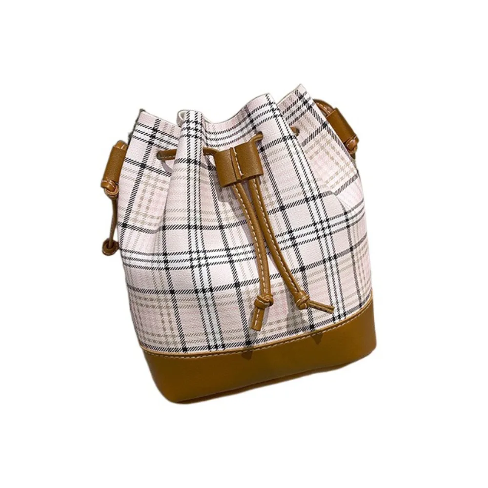 

Casual Versatile Women's Bucket Bag Printed Grid Pattern Large Capacity Phone Tote Bag Trendy Crossbody Bag