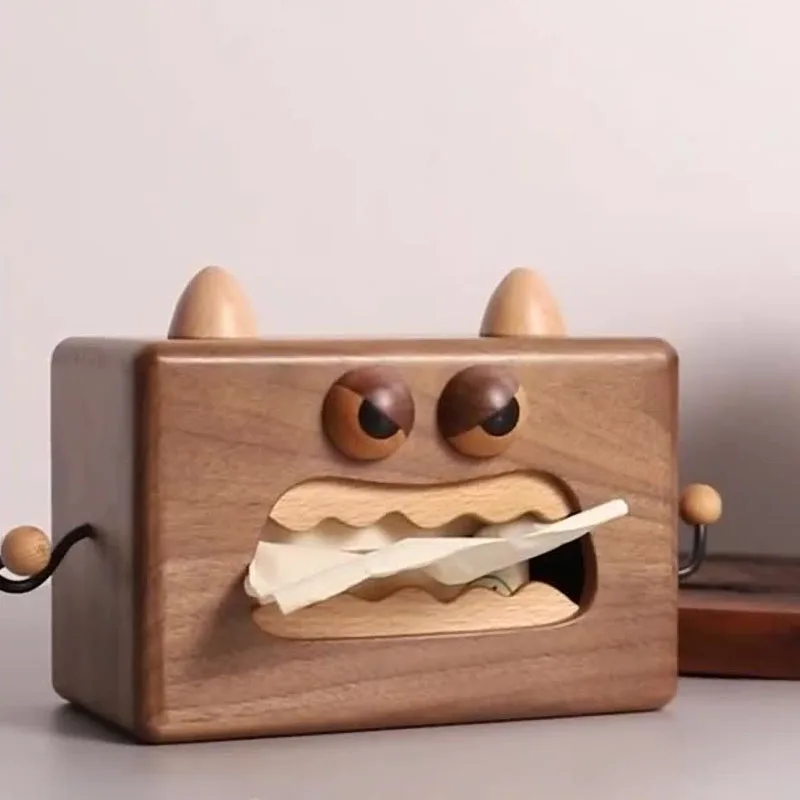 

Cute Creativity Handmade Wooden Tissue Box Living Room Kitchens Accessories Walnut Wood Storage Desktop Ornament Home Decoration