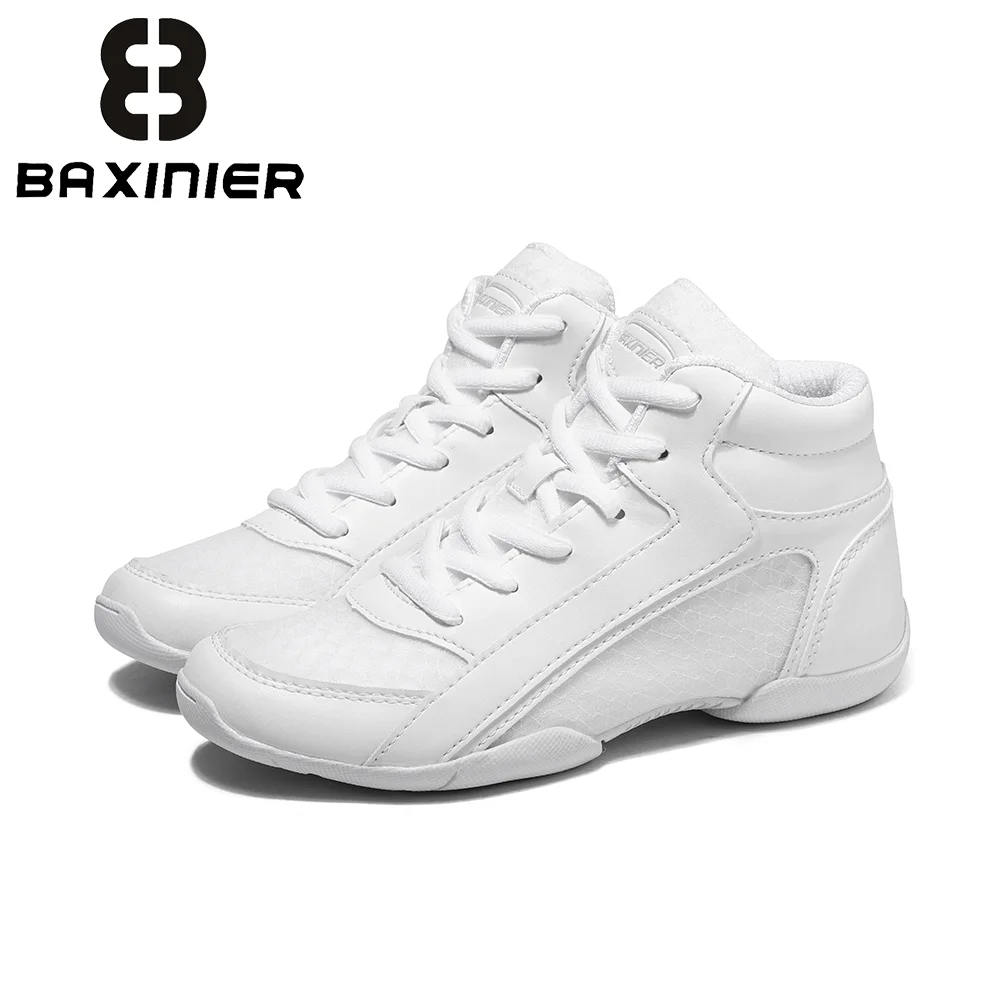 BAXINIER Girls White High-Top Cheer Shoes Kids Lightweight Youth Competition Dance Tennis Training Sneakers Cushioned