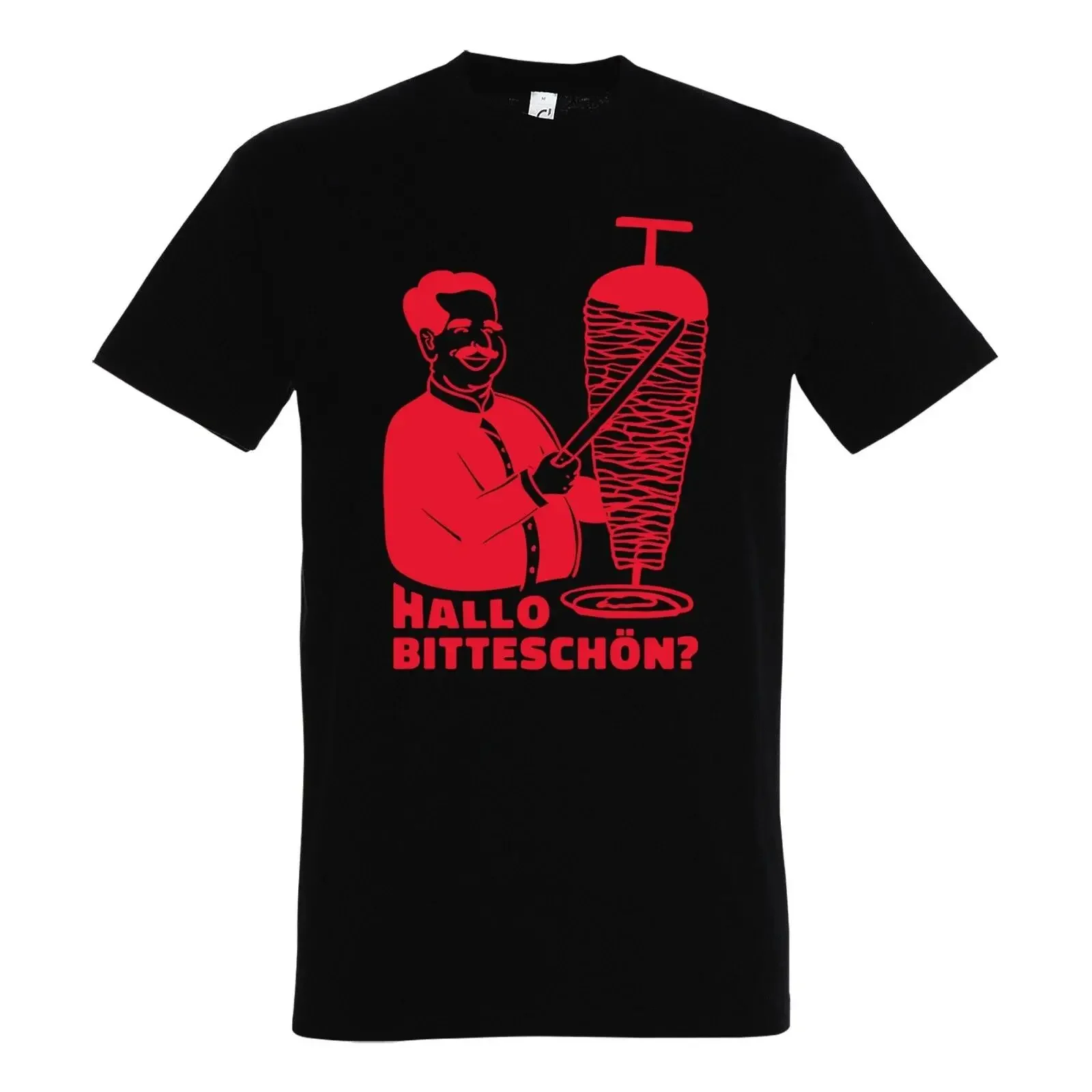 Youth Designz Herren T Shirt Döner Hallo Bitte Essen Fast Food Spruch Hunger Fun vintage Washed Breathable Versatile Casual