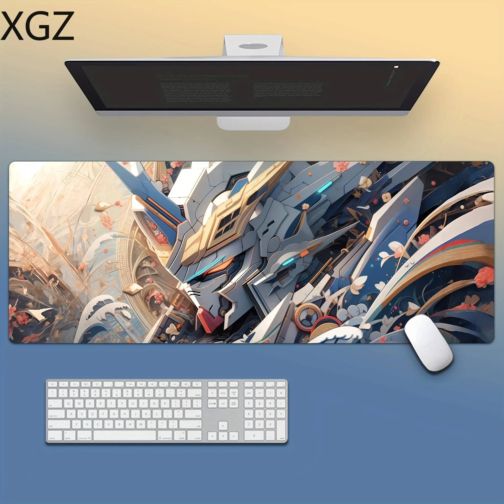 Anime Colorido Mecha Estilo Grande Mouse Pad, Borracha Lavável, Borda Costurada, Adequado para Escritório e Jogos, Cool Robot