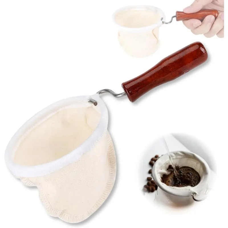 Cloth Coffee Filter More Sense of Ritual Handmade Filter Reusable Flannel Cloth Coffee Sock  for Coffee Lover Home Office Use