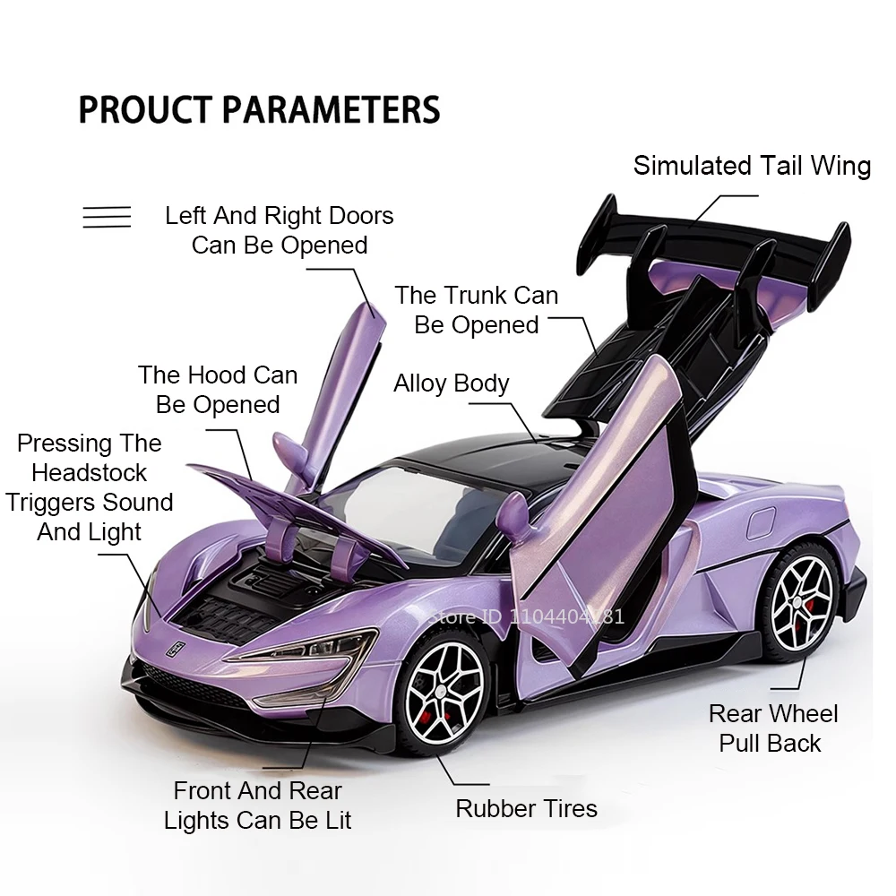 1:32 BYD Yangwang U9 U8 Diecast Alloy Model Miniature Toy Car Door Opened Sound Light Pull Back Vehice Collectible Ornament Gift