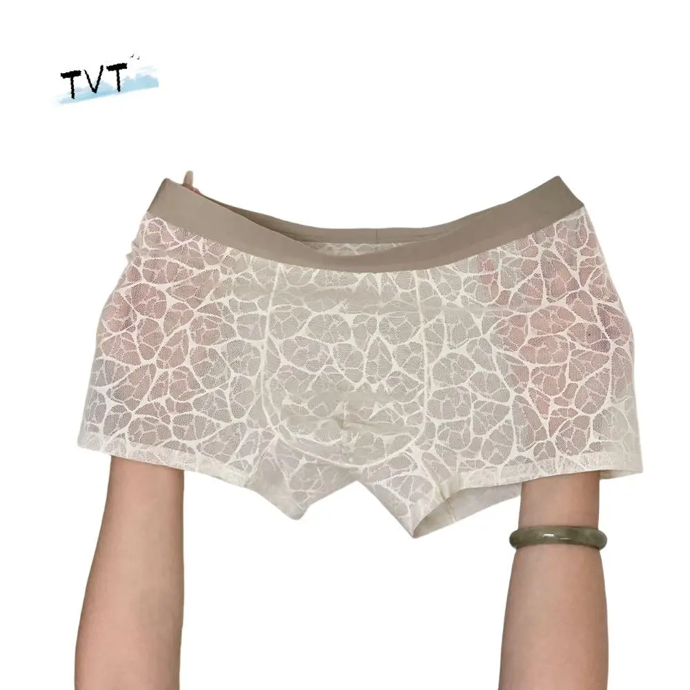 

Comfortable Underpants Men Boxer Briefs Ice Silk Mesh Thin Lace Shorts Boxers Summer Breathable Underwear for Men Daily