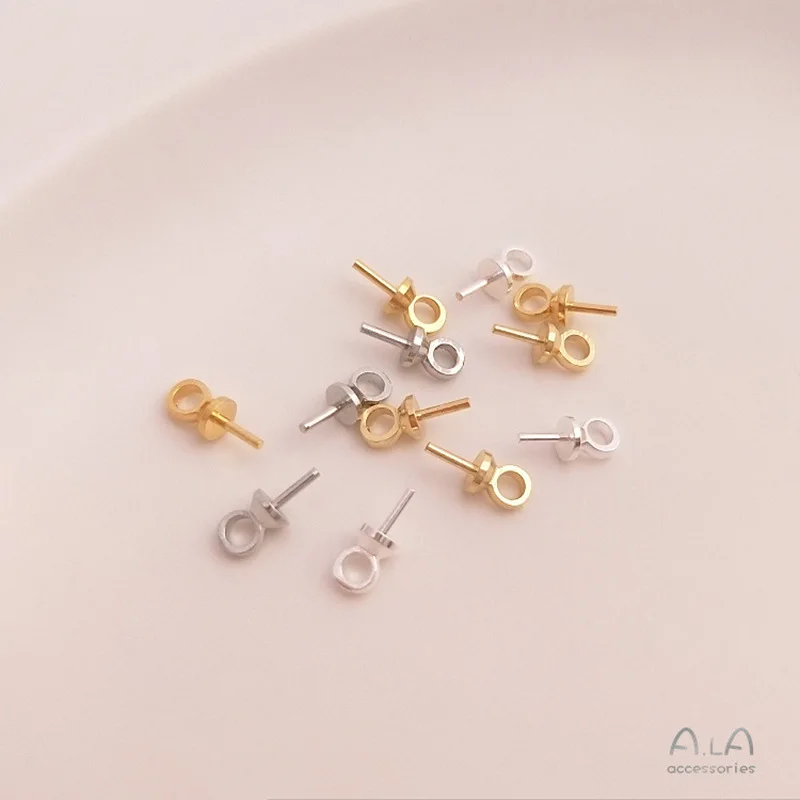 18K Gold 14k Light Gold Sterling Silver Half-hole Pearl Pendant Bead Holder Flower Holder DIY Handmade Jewelry Accessories