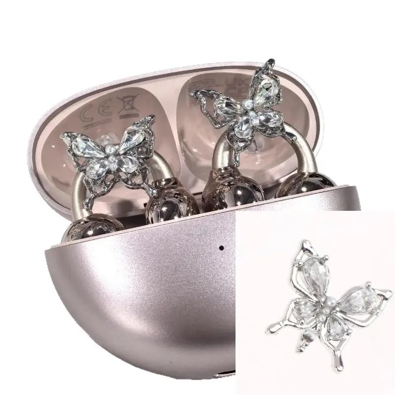 2pc Fashion Rhinestone Decor For Clip On Earbuds Open Ear Decorative Zirconia Earphone Accessories Removeable DIY Earphone Decor