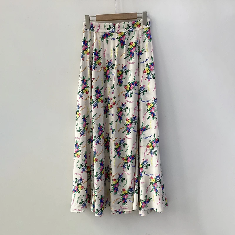 Zadig Casual Skirt Women Elegant Colourful Wing Print Long Skirt Female Chic Floral Youthful Rayon Half Dress Lady Long Skirt