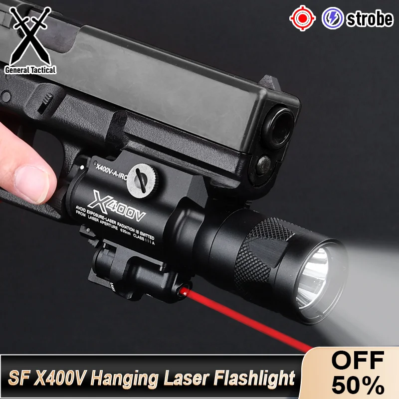 

WADSN Surefir X400 X400V LED Strobe Red Laser Hanging Flashlight For Airsoft Scout Weapon Pistol Gun Hunting Light Lighting