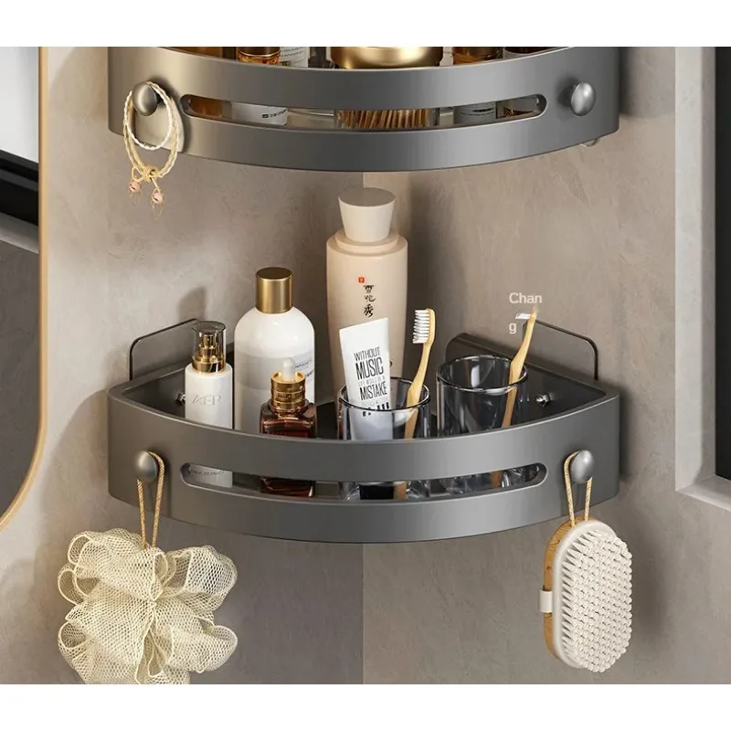 2PCS Bathroom Shelves Kitchen Storage Organizer Plastic Shampoo Rack Shower Shelf Bathroom Accessories No Drill Shelf image 6