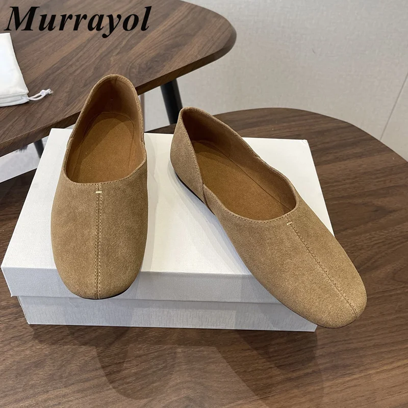 

Туфли на плоской подошве, женские замшевые повседневные лоферы с круглым носком, весна-лето, универсальные туфли для поездок на работу в британском стиле с неглубоким носком