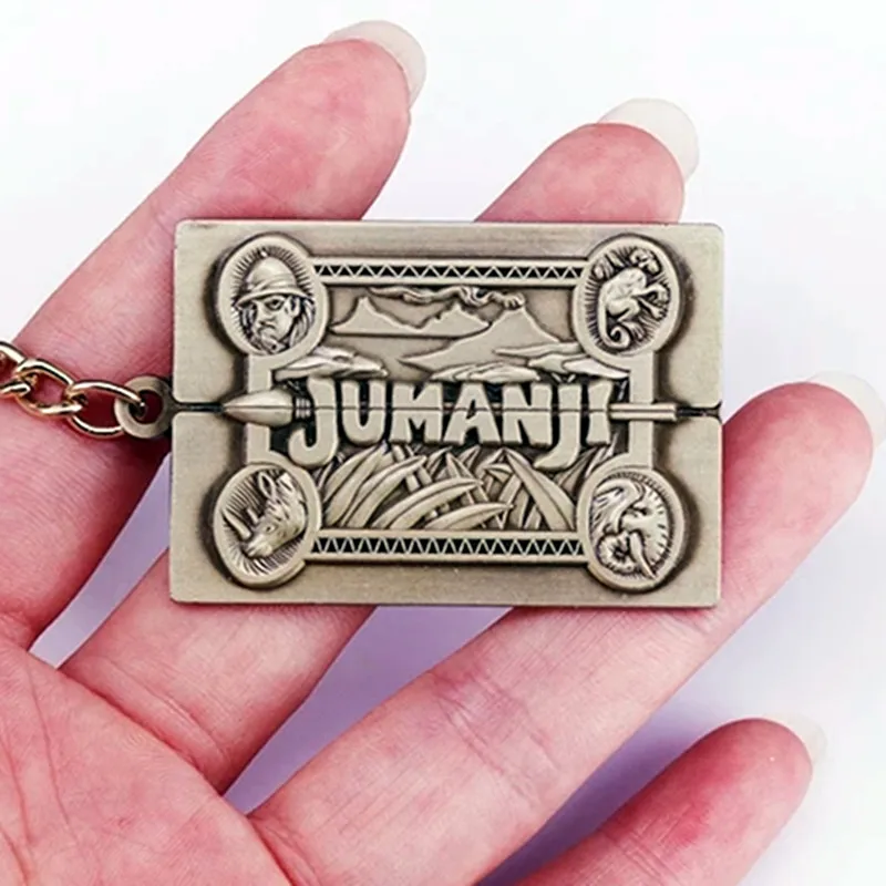 Vintage Movie Jumanji Keychain Key Chain Mysterious Chess Board Pendant Keyring Key Ring Jewelry Adventure Game Cosplay Prop