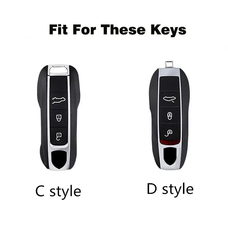 Leather Car Key Case Cover For Porsche Macan 911 Panamera Cayenne 2018 Replacement Boxster 986 987 981 Remote Fob Shell Keychain