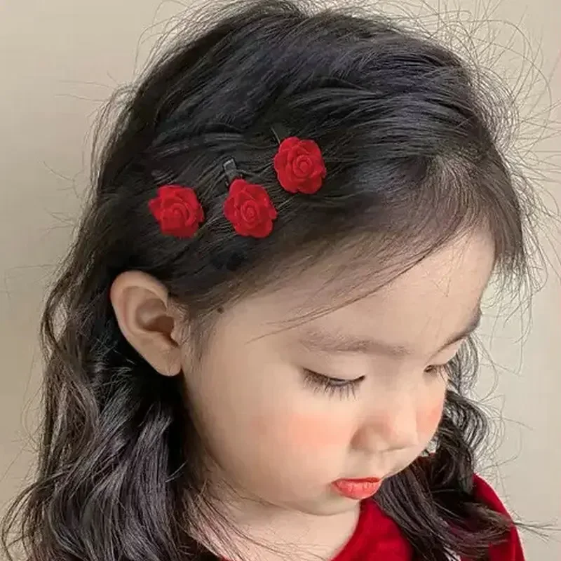 Red Rose Flower Hairpins Clip Rose Hair Clips Fringe Clip Retro Hairclip Hair Accessories for Women Girls Party Gift