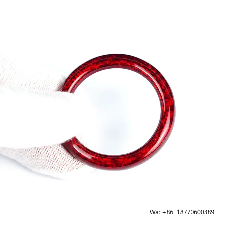 Shasha Carbon Fiber Accessories Center Shift Button Trim Ring Carbon Fiber Car Accessories for Fiat 500 2011-2019