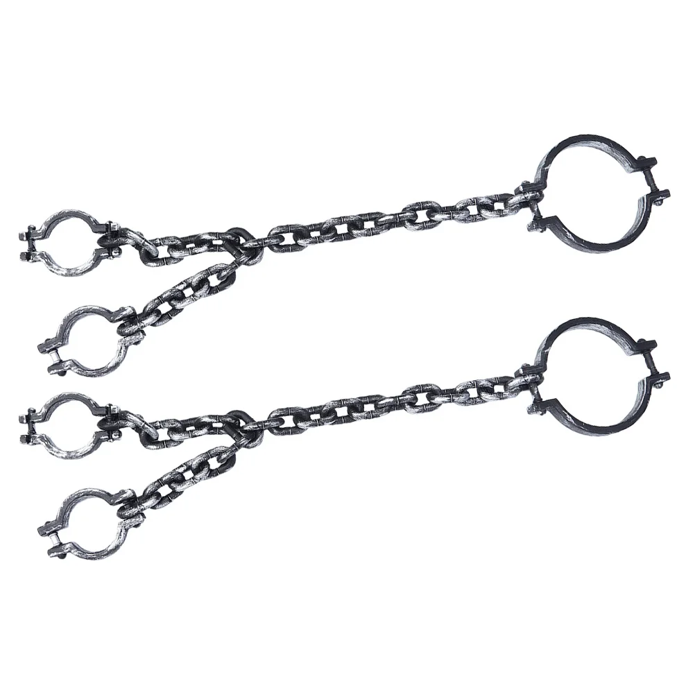 

2Pcs Halloween Wrist Shackles Plastic Prison Handcuffs Realistic Scary Party Decorations Haunted House Props Prison Shackles